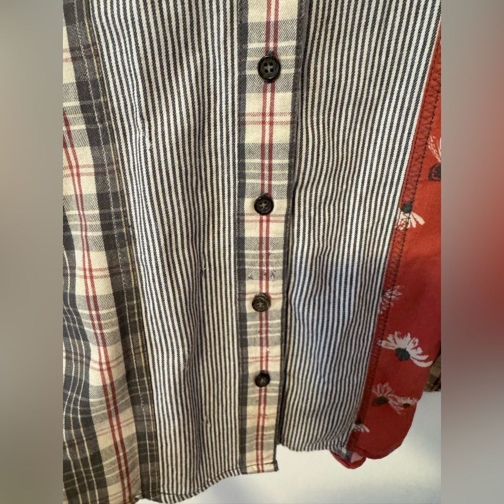 Free People Distressed Patchwork Shirt XS - Picture 5 of 9